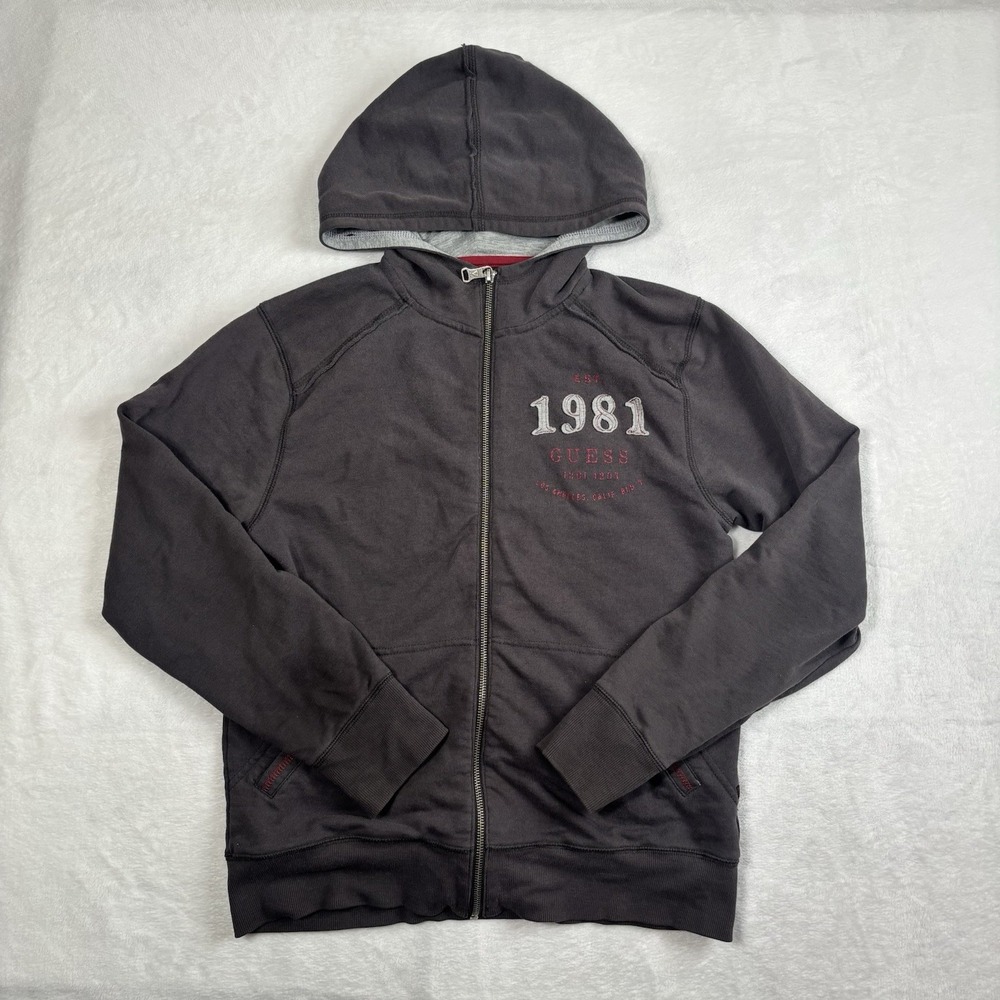 Y2K‎ Guess 1981 Full Zip Long Sleeve Hoodie Grey Youth Girls XL